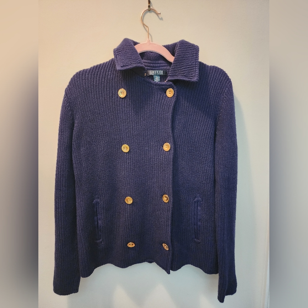 Ralph Lauren Navy Double-Breasted Pea Coat